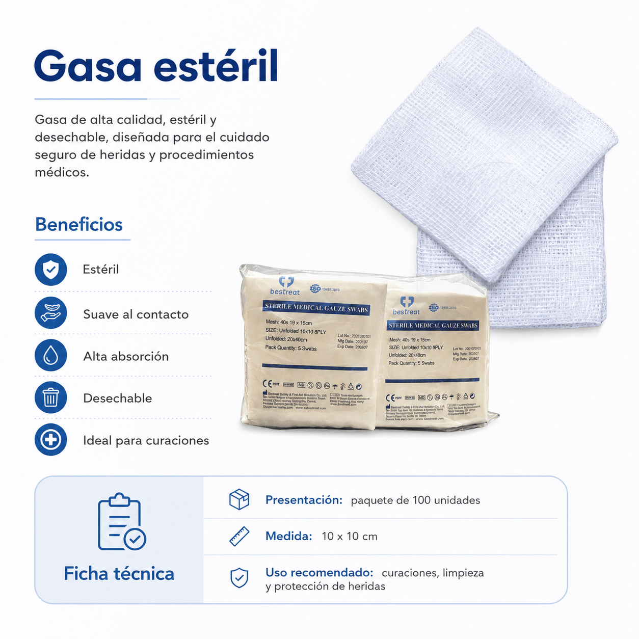 Gasa Esterilizada BesTreat - Imagen 2