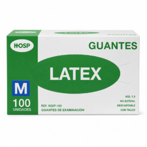 GUANTE LATEX M BAJO POLVO BLANCO HOSP CAJA100 UNIDADES