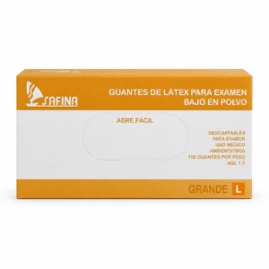 Guantes de látex Safina con bajo polvo, blancos, talla L — caja de 100 unidades