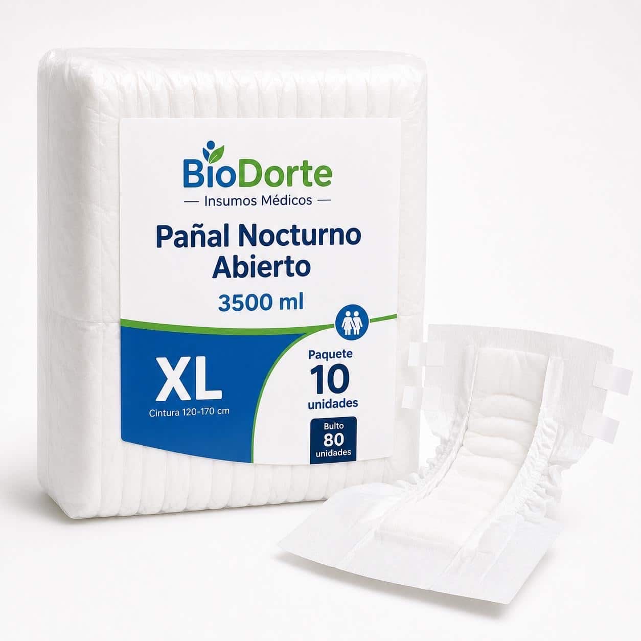 Pañal abierto nocturno Palmjoy XL — paquete de 10 unidades