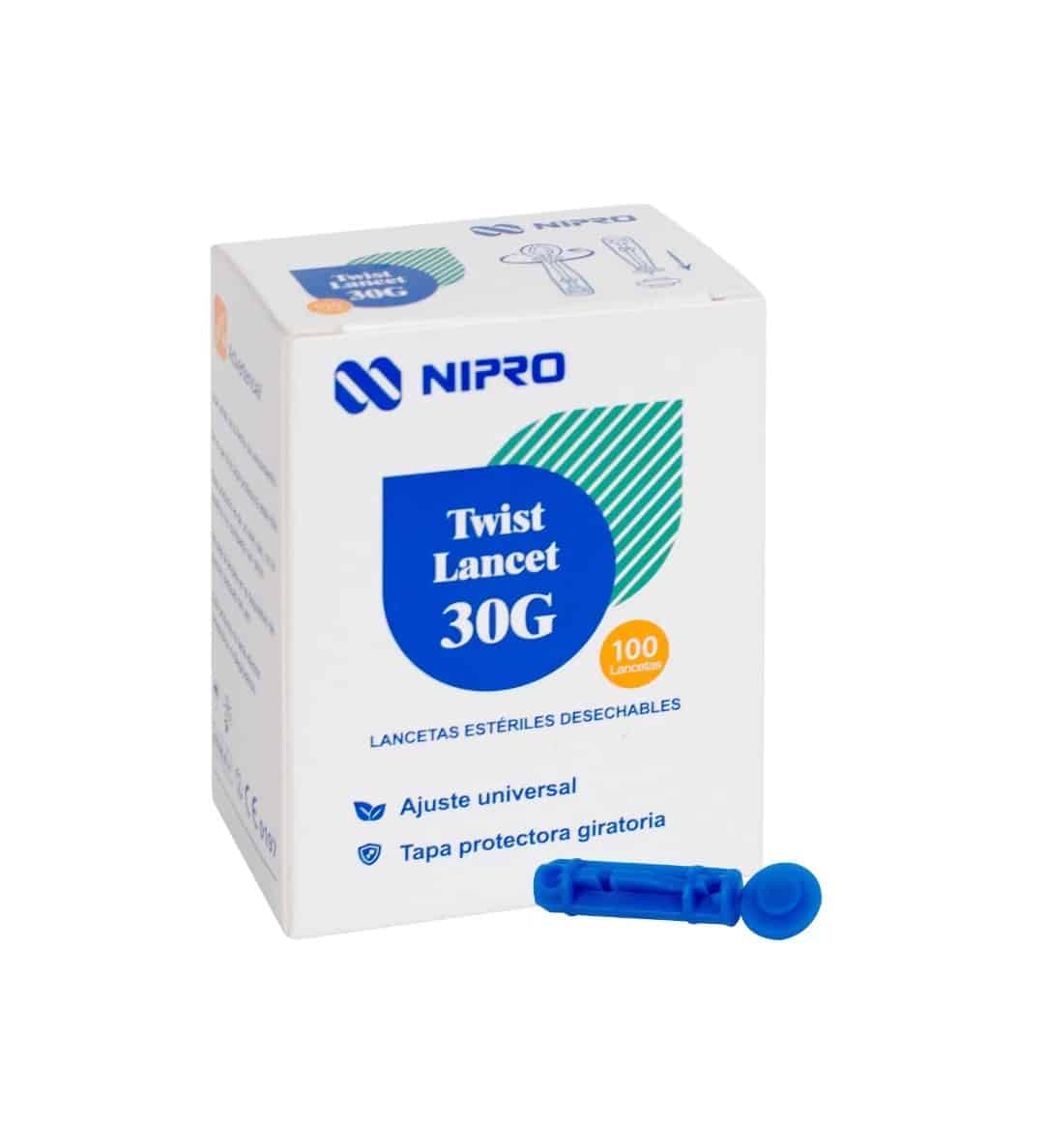 Lancetas Nipro — caja de 100 unidades