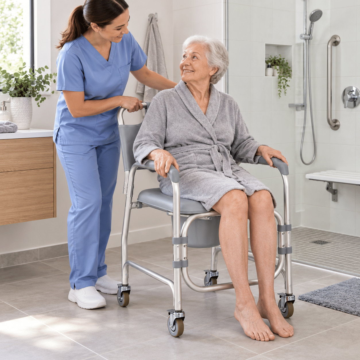 SILLA INODORO Y DUCHA CON RUEDAS DRIVE (11114KD-1) - Imagen 3