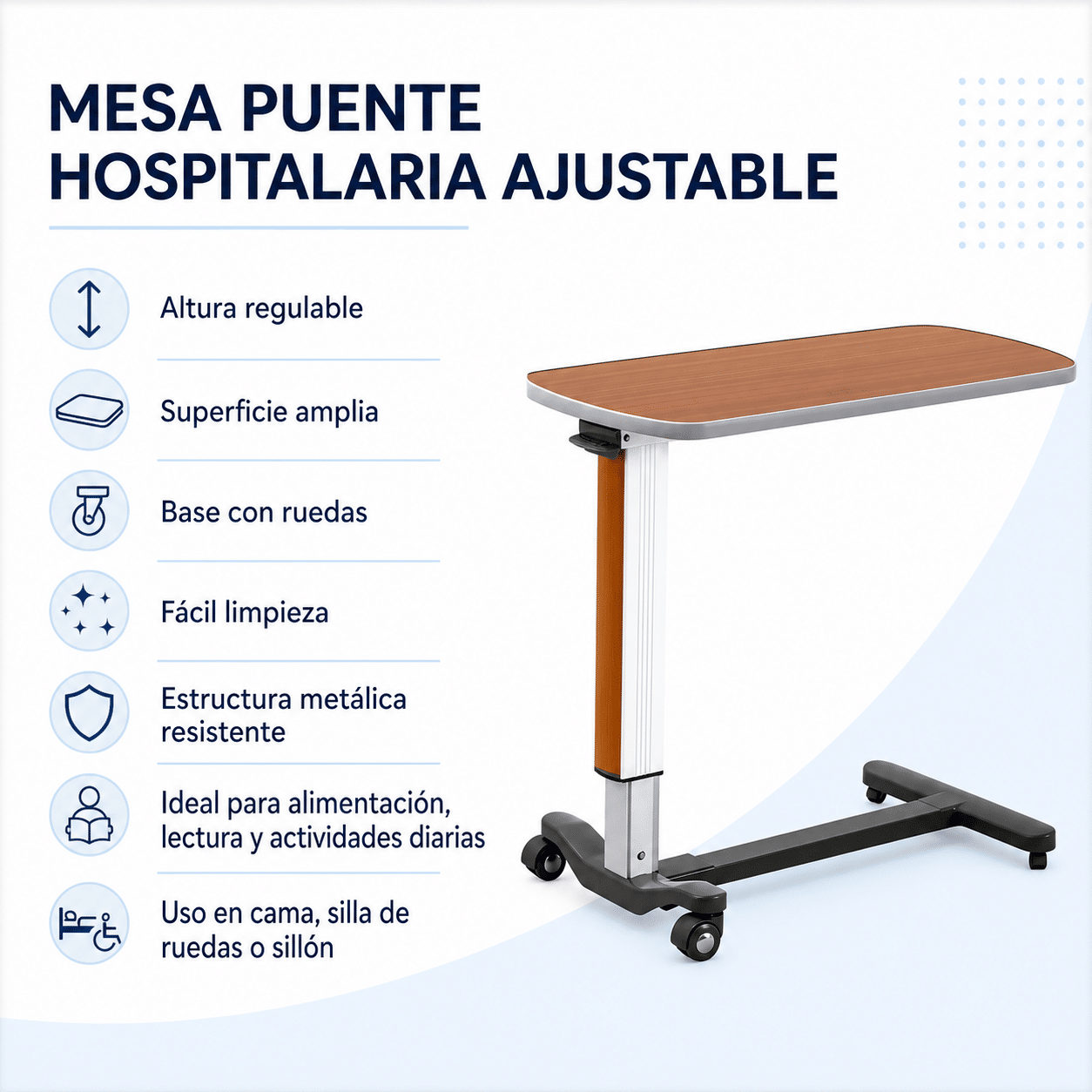 Mesa Puente Hospitalaria Ajustable - Imagen 2