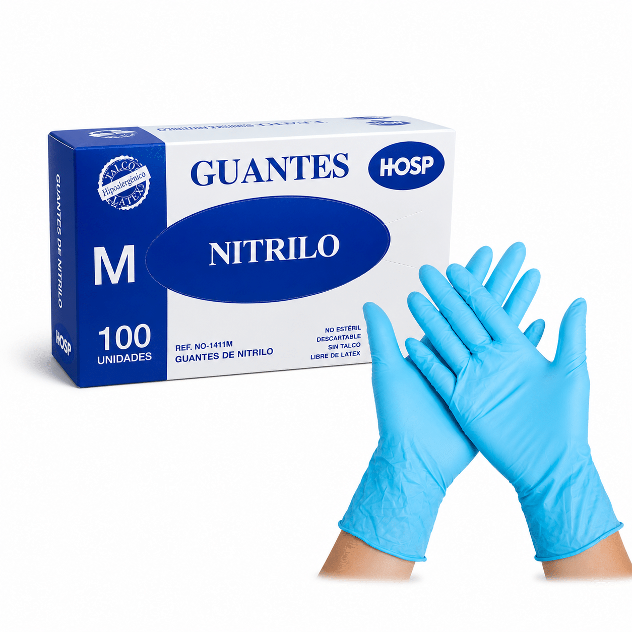 Guante de Nitrilo celeste Hosp