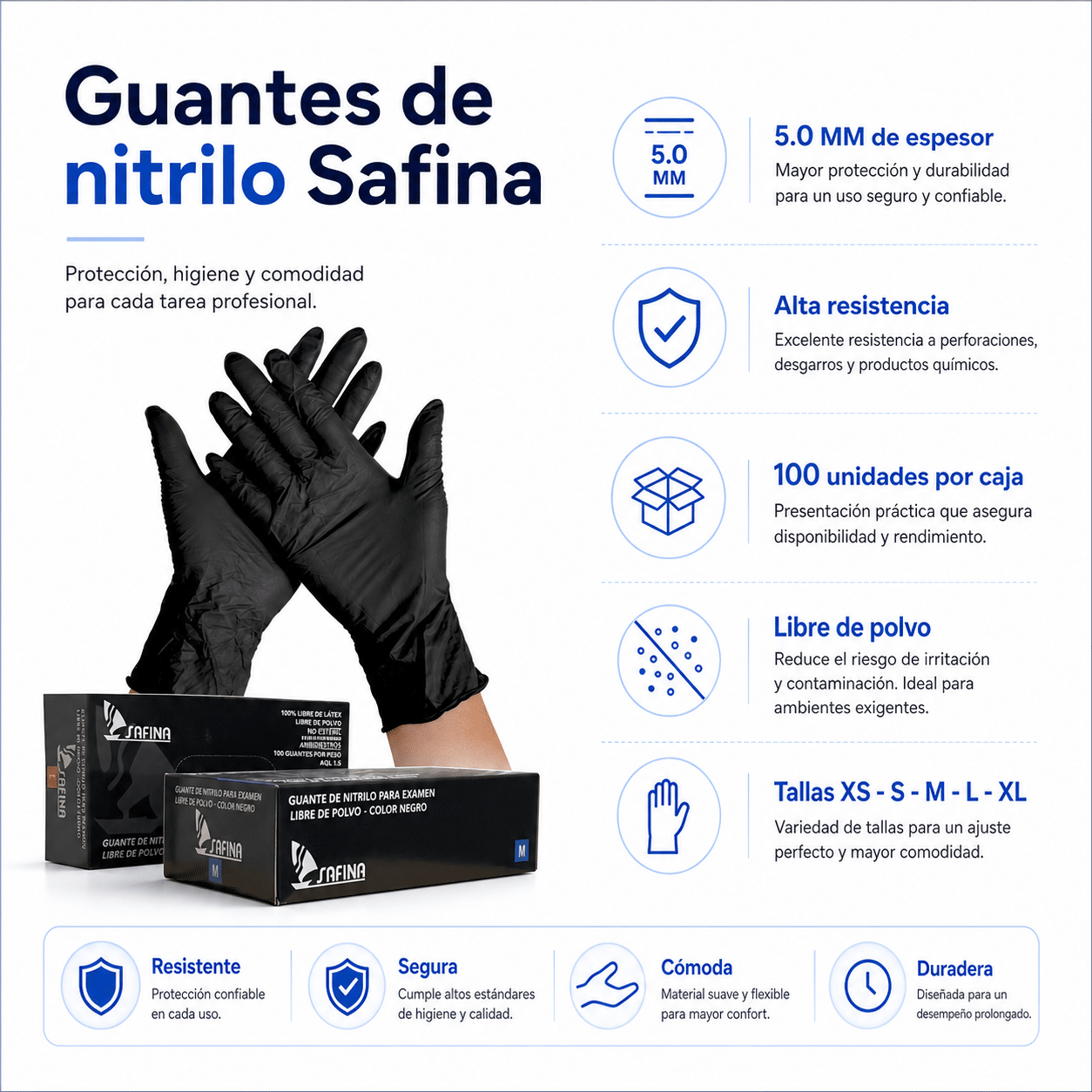 Guante de Nitrilo negro Safina - Imagen 2