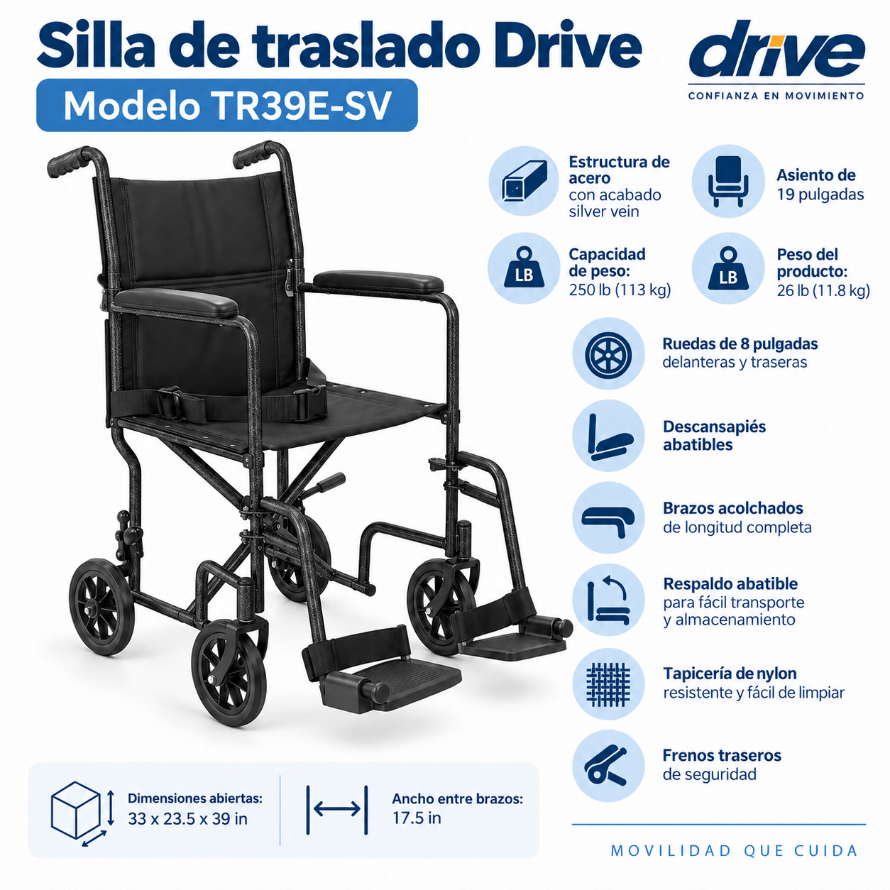 SILLA DE RUEDAS DE TRANSPORTE DRIVE - Imagen 2